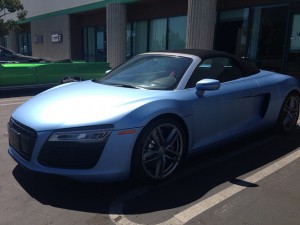 Powder Blue Wrap On An Audi R8 Spyder Vehicle Wraps 1